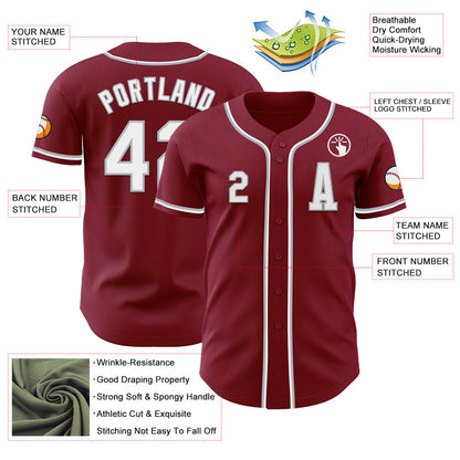 Custom Crimson White-Gray Authentic Baseball Jersey - Sky-Custom