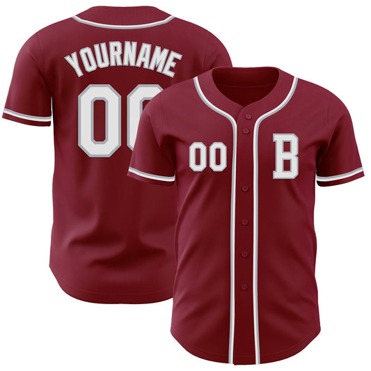 Custom Crimson White-Gray Authentic Baseball Jersey - Sky-Custom