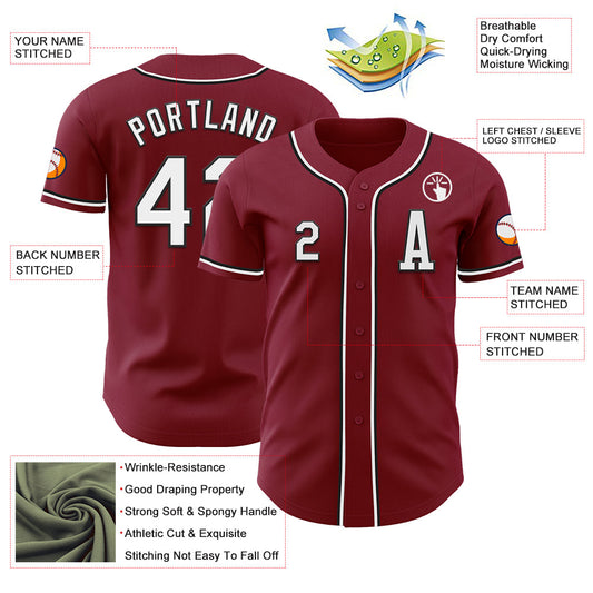 Custom Crimson White-Black Authentic Baseball Jersey - Sky-Custom