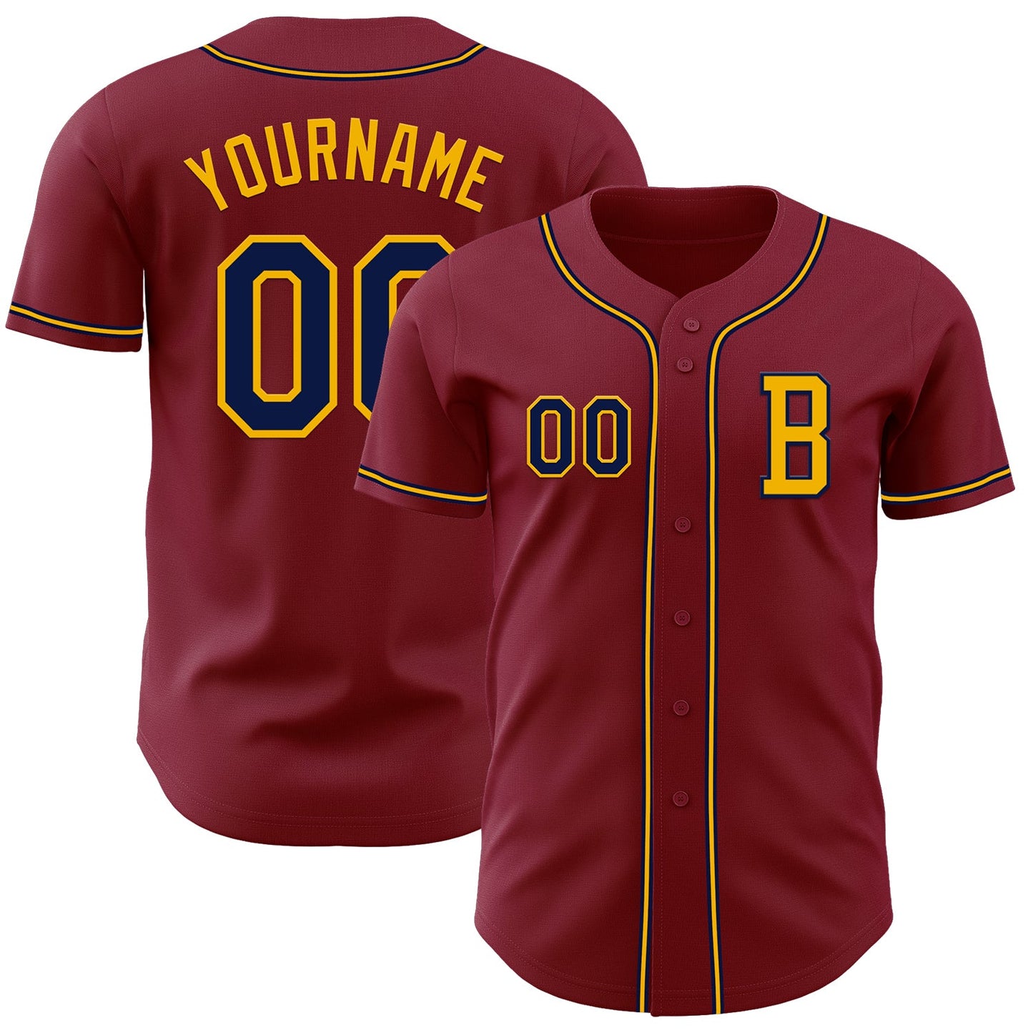 Custom Crimson Navy-Gold Authentic Baseball Jersey - Sky-Custom