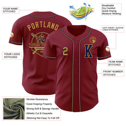 Custom Crimson Old Gold-Navy Authentic Baseball Jersey - Sky-Custom