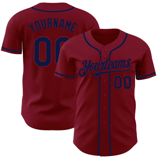 Custom Crimson Navy Authentic Baseball Jersey - Sky-Custom