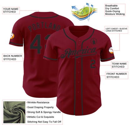 Custom Crimson Black Authentic Baseball Jersey - Sky-Custom