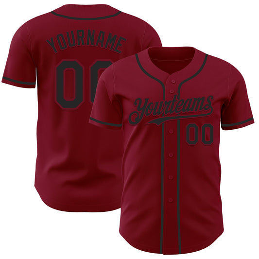 Custom Crimson Black Authentic Baseball Jersey - Sky-Custom
