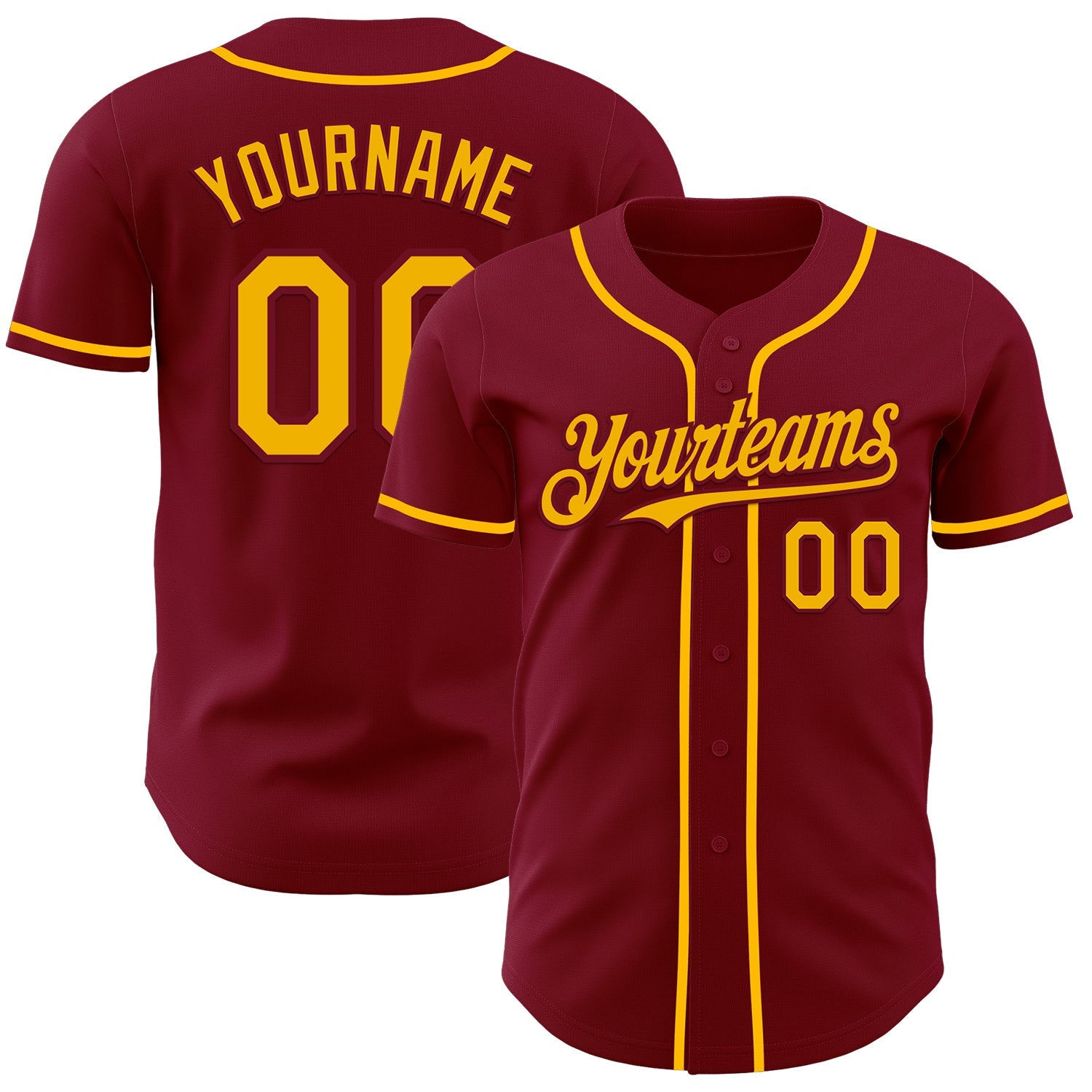 Custom Crimson Gold Authentic Baseball Jersey - Sky-Custom