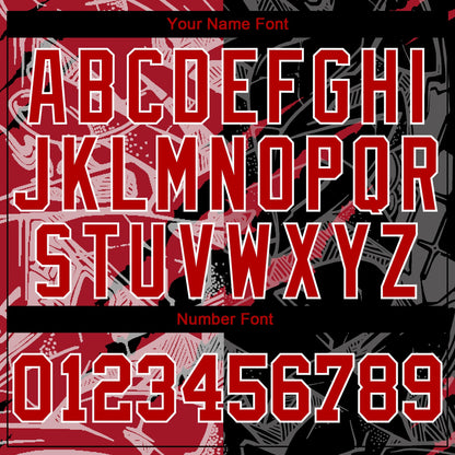 Custom Women's Graffiti Pattern Red-White Scratch 3D V-Neck Cropped Baseball Jersey - Sky-Custom