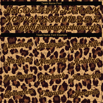 Custom Women's Brown Brown-Old Gold Leopard 3D V-Neck Cropped Baseball Jersey - Sky-Custom