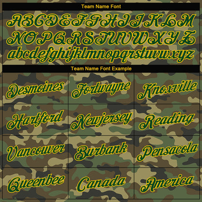 Custom Women's Camo Green-Gold Salute To Service V-Neck Cropped Baseball Jersey - Sky-Custom