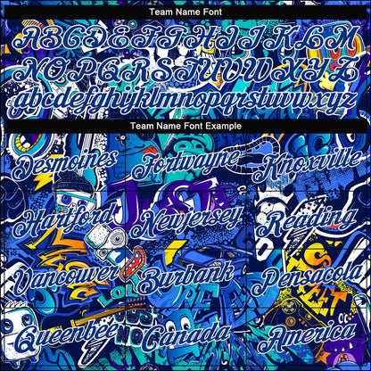 Custom Women's Graffiti Pattern Royal-White Abstract Urban Street Art 3D V-Neck Cropped Baseball Jersey - Sky-Custom