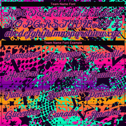 Custom Women's Graffiti Pattern Purple-Pink Bright Neon Colors 3D V-Neck Cropped Baseball Jersey - Sky-Custom