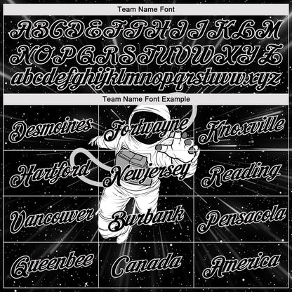Custom Women's Black Black-White Astronaut 3D V-Neck Cropped Baseball Jersey - Sky-Custom
