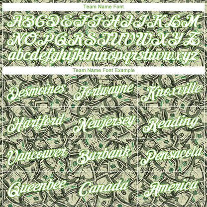 Custom Women's Green White-Neon Green Dollar 3D V-Neck Cropped Baseball Jersey - Sky-Custom