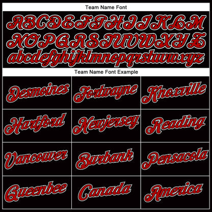 Custom Women's Black Red-White V-Neck Cropped Baseball Jersey - Sky-Custom