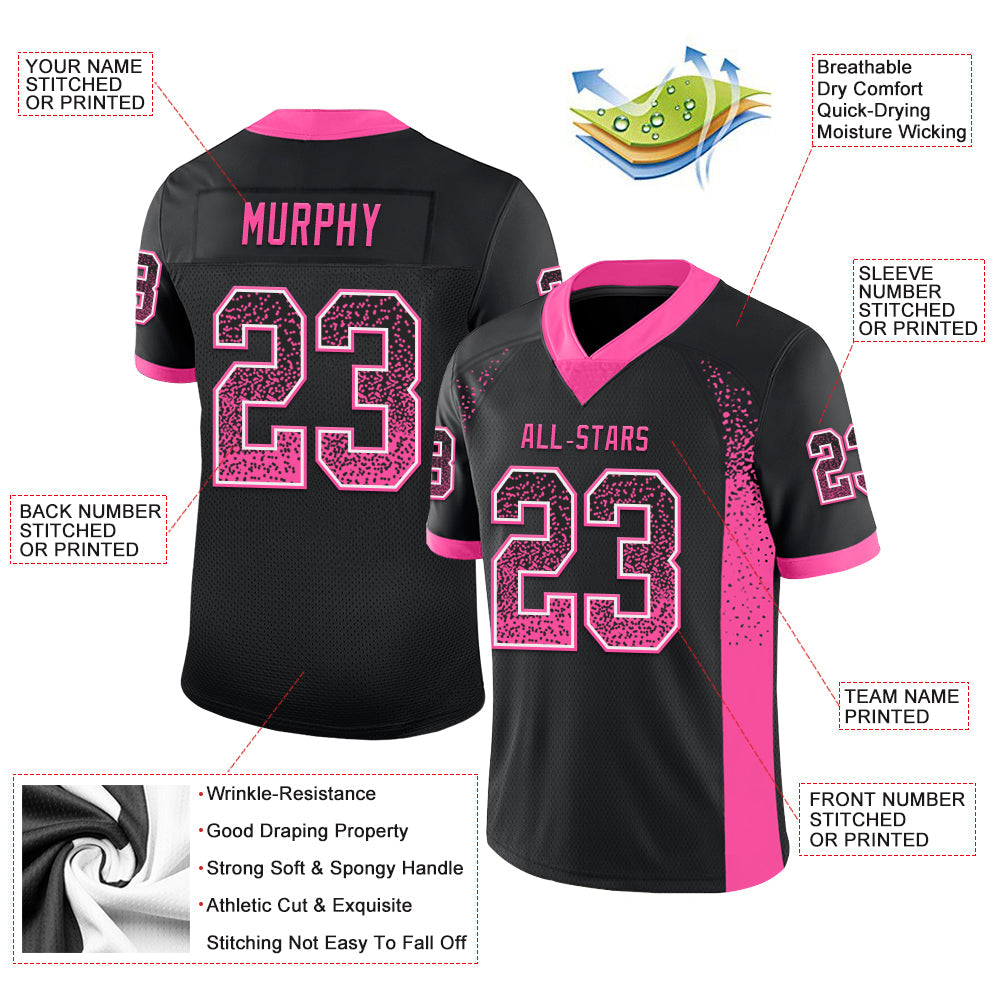 Custom Black Pink-White Mesh Drift Fashion Football Jersey - Sky-Custom
