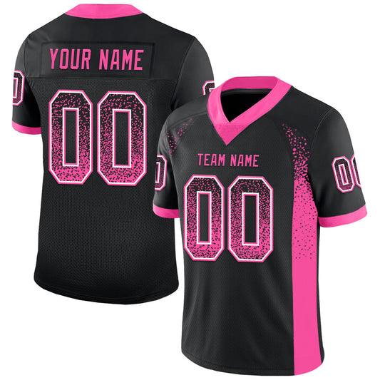 Custom Black Pink-White Mesh Drift Fashion Football Jersey - Sky-Custom
