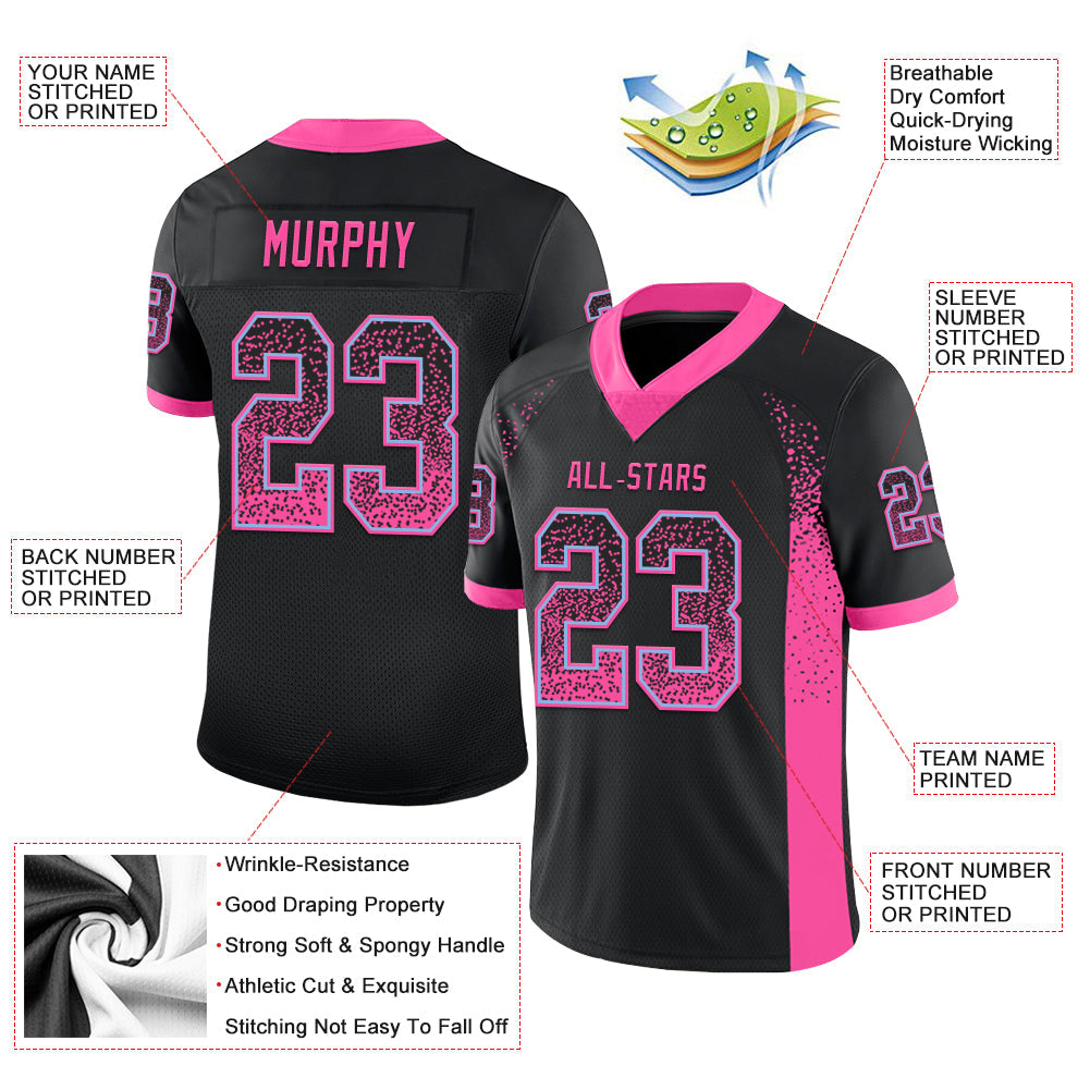 Custom Black Pink-Light Blue Mesh Drift Fashion Football Jersey - Sky-Custom