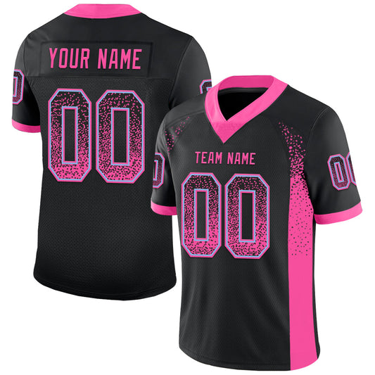 Custom Black Pink-Light Blue Mesh Drift Fashion Football Jersey - Sky-Custom