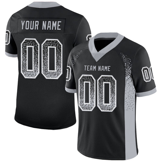 Custom Black Gray-White Mesh Drift Fashion Football Jersey - Sky-Custom