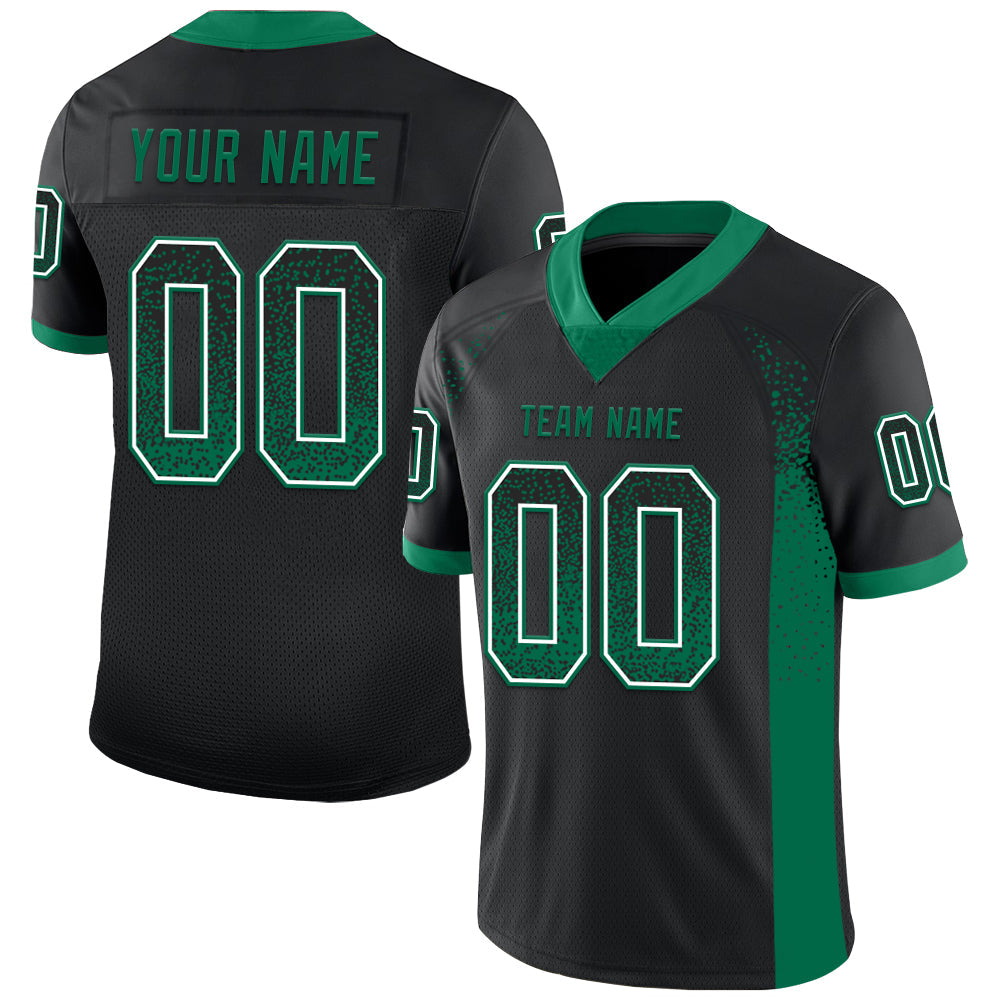 Custom Black Kelly Green-White Mesh Drift Fashion Football Jersey - Sky-Custom