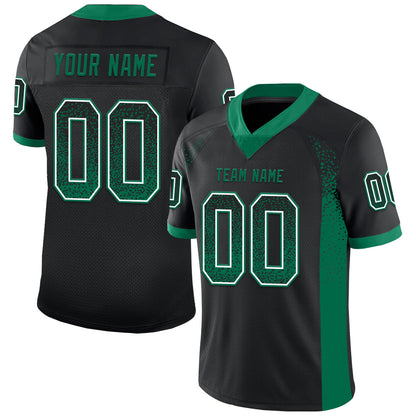 Custom Black Kelly Green-White Mesh Drift Fashion Football Jersey - Sky-Custom