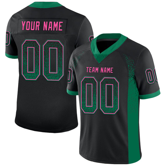 Custom Black Kelly Green-Pink Mesh Drift Fashion Football Jersey - Sky-Custom