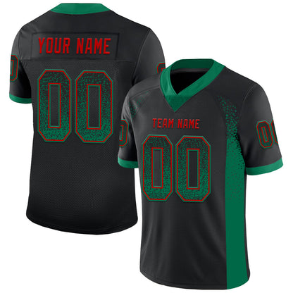 Custom Black Kelly Green-Red Mesh Drift Fashion Football Jersey - Sky-Custom