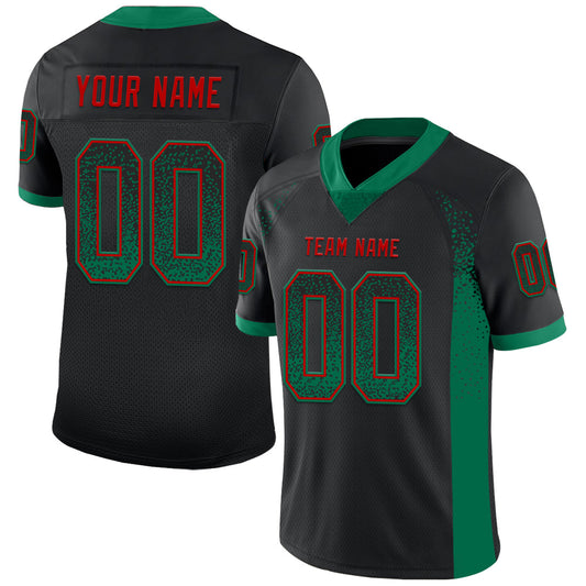 Custom Black Kelly Green-Red Mesh Drift Fashion Football Jersey - Sky-Custom