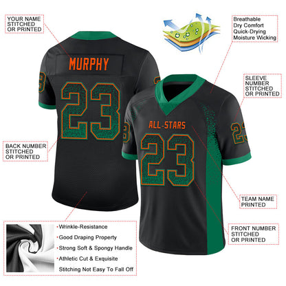 Custom Black Kelly Green-Orange Mesh Drift Fashion Football Jersey - Sky-Custom