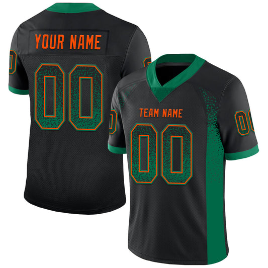 Custom Black Kelly Green-Orange Mesh Drift Fashion Football Jersey - Sky-Custom