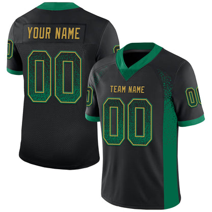Custom Black Kelly Green-Old Gold Mesh Drift Fashion Football Jersey - Sky-Custom