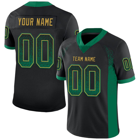 Custom Black Kelly Green-Old Gold Mesh Drift Fashion Football Jersey - Sky-Custom
