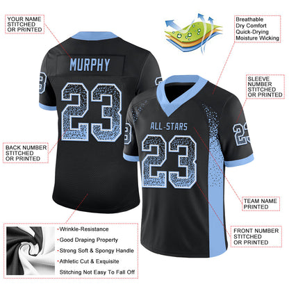 Custom Black Light Blue-White Mesh Drift Fashion Football Jersey - Sky-Custom
