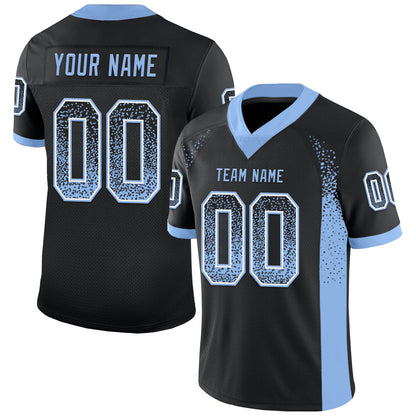 Custom Black Light Blue-White Mesh Drift Fashion Football Jersey - Sky-Custom