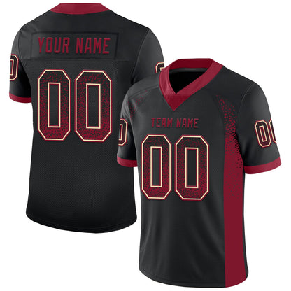Custom Black Crimson-Cream Mesh Drift Fashion Football Jersey - Sky-Custom