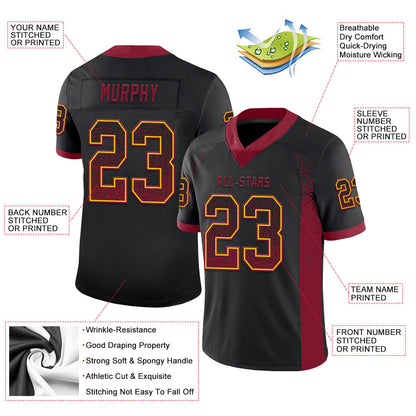 Custom Black Crimson-Yellow Mesh Drift Fashion Football Jersey - Sky-Custom