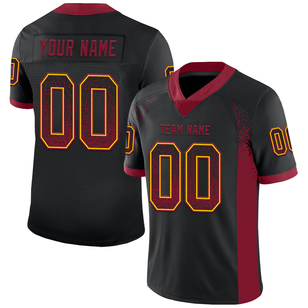 Custom Black Crimson-Yellow Mesh Drift Fashion Football Jersey - Sky-Custom
