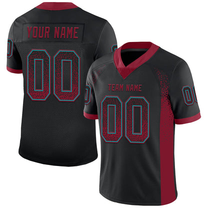 Custom Black Crimson-Teal Mesh Drift Fashion Football Jersey - Sky-Custom
