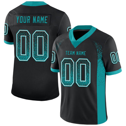 Custom Black Teal-White Mesh Drift Fashion Football Jersey - Sky-Custom