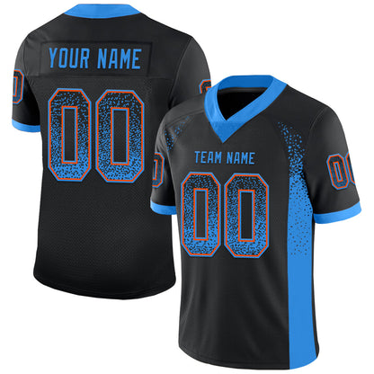 Custom Black Powder Blue-Orange Mesh Drift Fashion Football Jersey - Sky-Custom