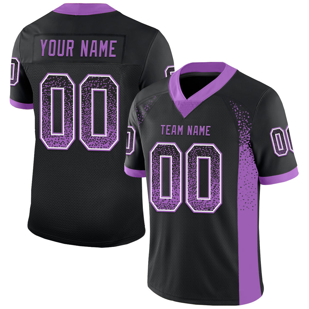 Custom Black Medium Purple-White Mesh Drift Fashion Football Jersey - Sky-Custom