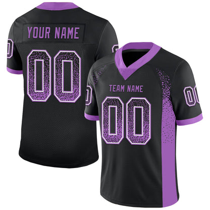Custom Black Medium Purple-White Mesh Drift Fashion Football Jersey - Sky-Custom