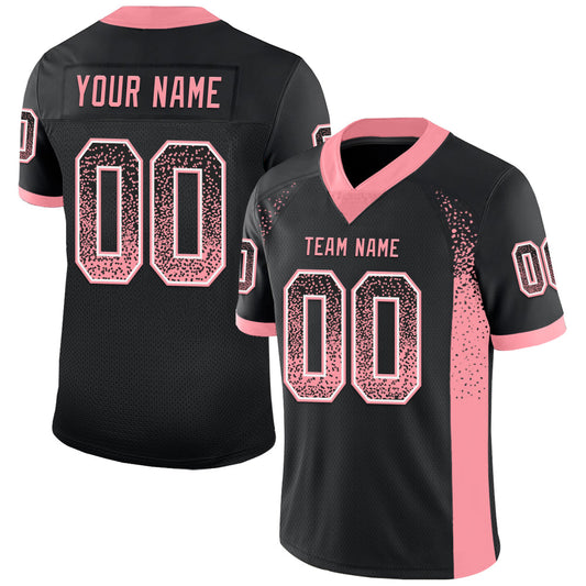 Custom Black Medium Pink-White Mesh Drift Fashion Football Jersey - Sky-Custom