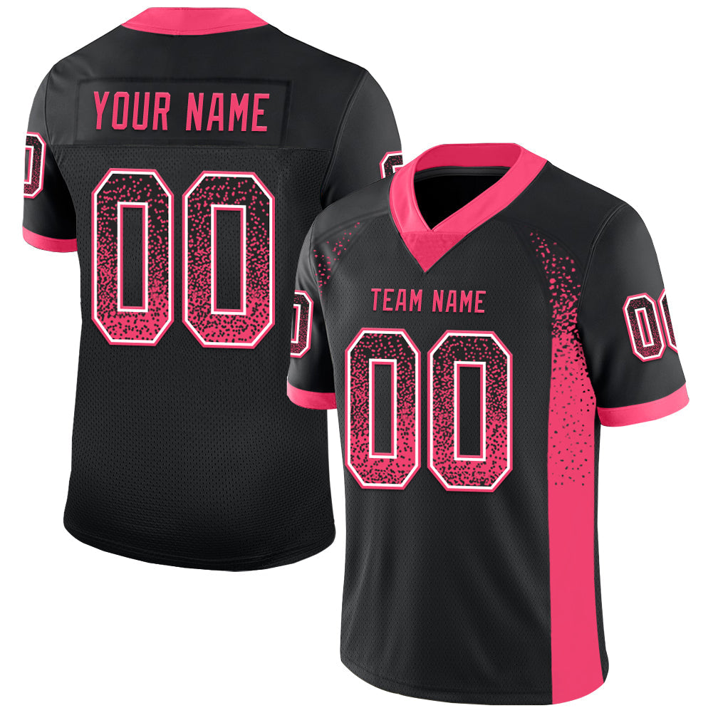 Custom Black Neon Pink-White Mesh Drift Fashion Football Jersey - Sky-Custom