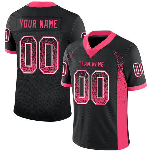 Custom Black Neon Pink-White Mesh Drift Fashion Football Jersey - Sky-Custom
