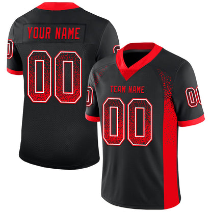 Custom Black Fire Red-White Mesh Drift Fashion Football Jersey - Sky-Custom