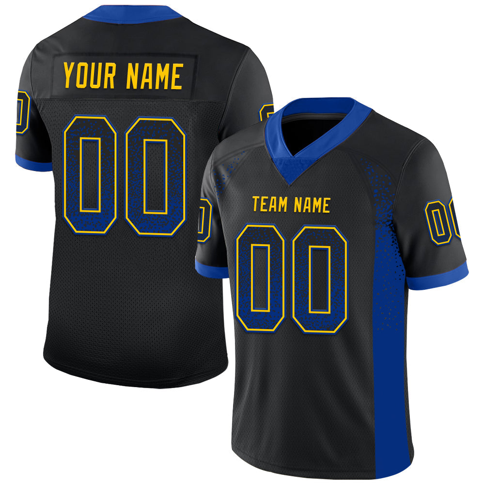 Custom Black Royal-Yellow Mesh Drift Fashion Football Jersey - Sky-Custom