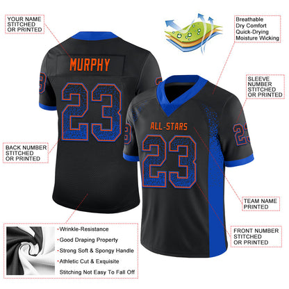 Custom Black Thunder Blue-Orange Mesh Drift Fashion Football Jersey - Sky-Custom
