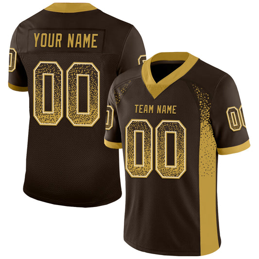 Custom Brown Old Gold-Cream Mesh Drift Fashion Football Jersey - Sky-Custom