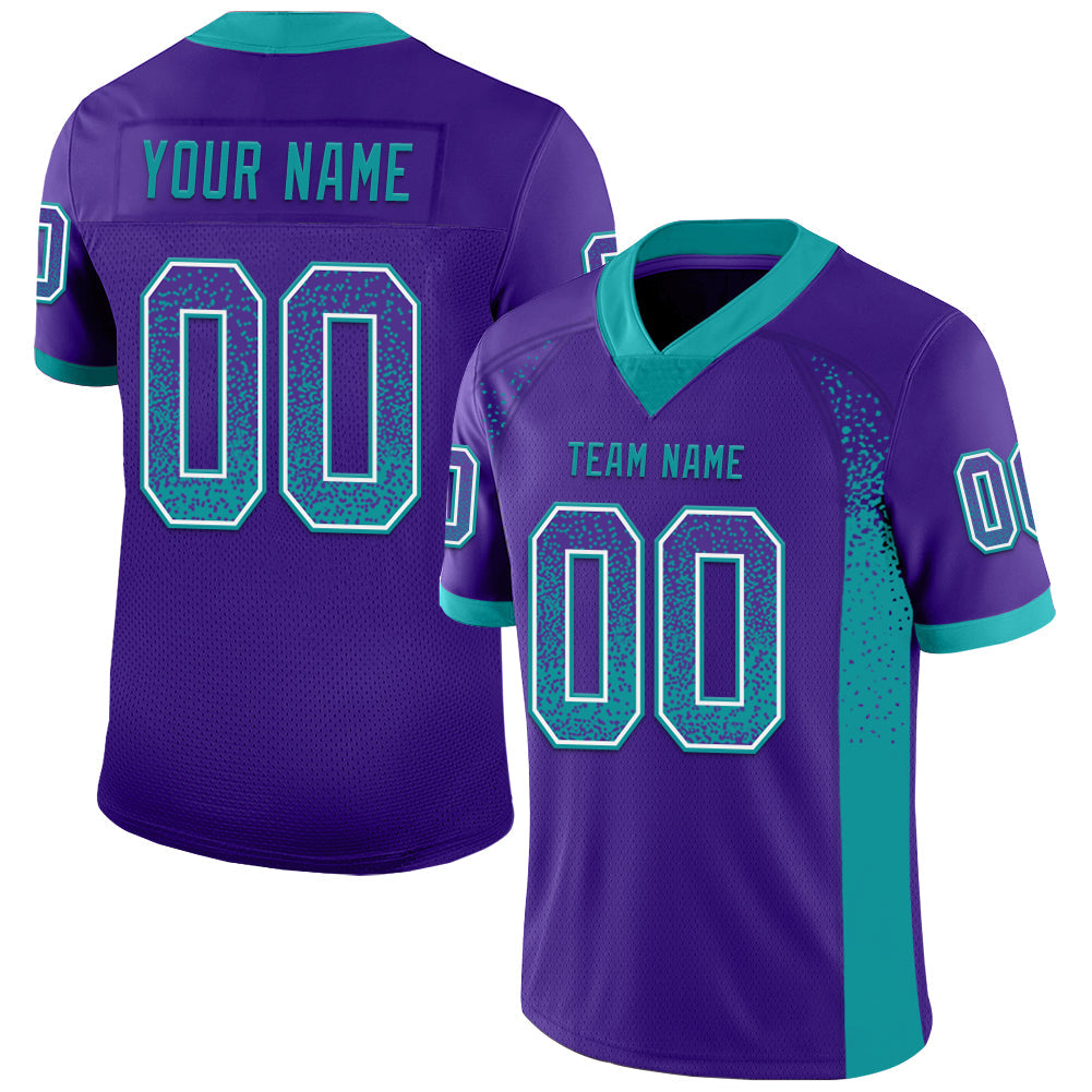 Custom Purple Teal-White Mesh Drift Fashion Football Jersey - Sky-Custom
