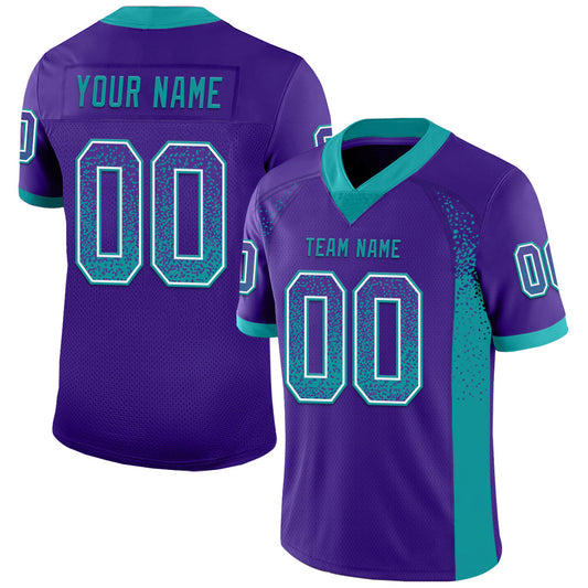Custom Purple Teal-White Mesh Drift Fashion Football Jersey - Sky-Custom